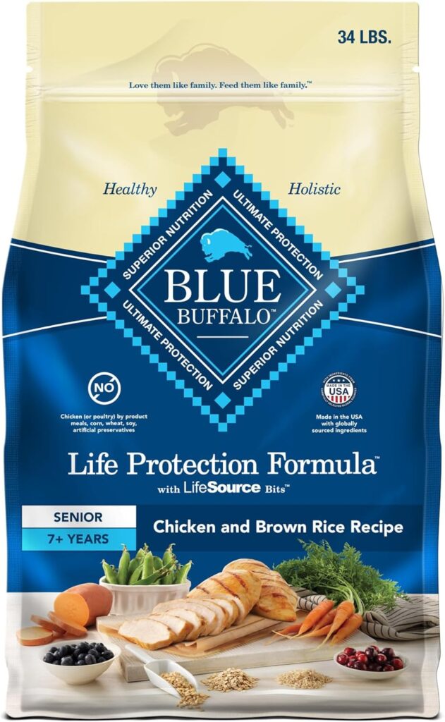 Blue Buffalo Life Protection Formula Senior Dry Dog Food, Supports Joint Health and Mobility, Made with Natural Ingredients, Chicken Brown Rice Recipe, 34-lb. Bag Blue Buffalo Life Protection Formula Senior Dry Dog Food, Supports Joint Health and Mobility, Made with Natural Ingredients, Chicken Brown Rice Recipe, 34-lb. Bag