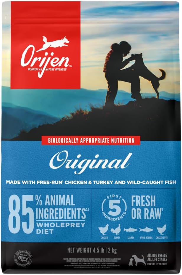 ORIJEN Original Dry Dog Food, Grain Free Dog Food for All Life Stages, Fresh or Raw Ingredients, 4.5 lb ORIJEN Original Dry Dog Food, Grain Free Dog Food for All Life Stages, Fresh or Raw Ingredients, 4.5 lb