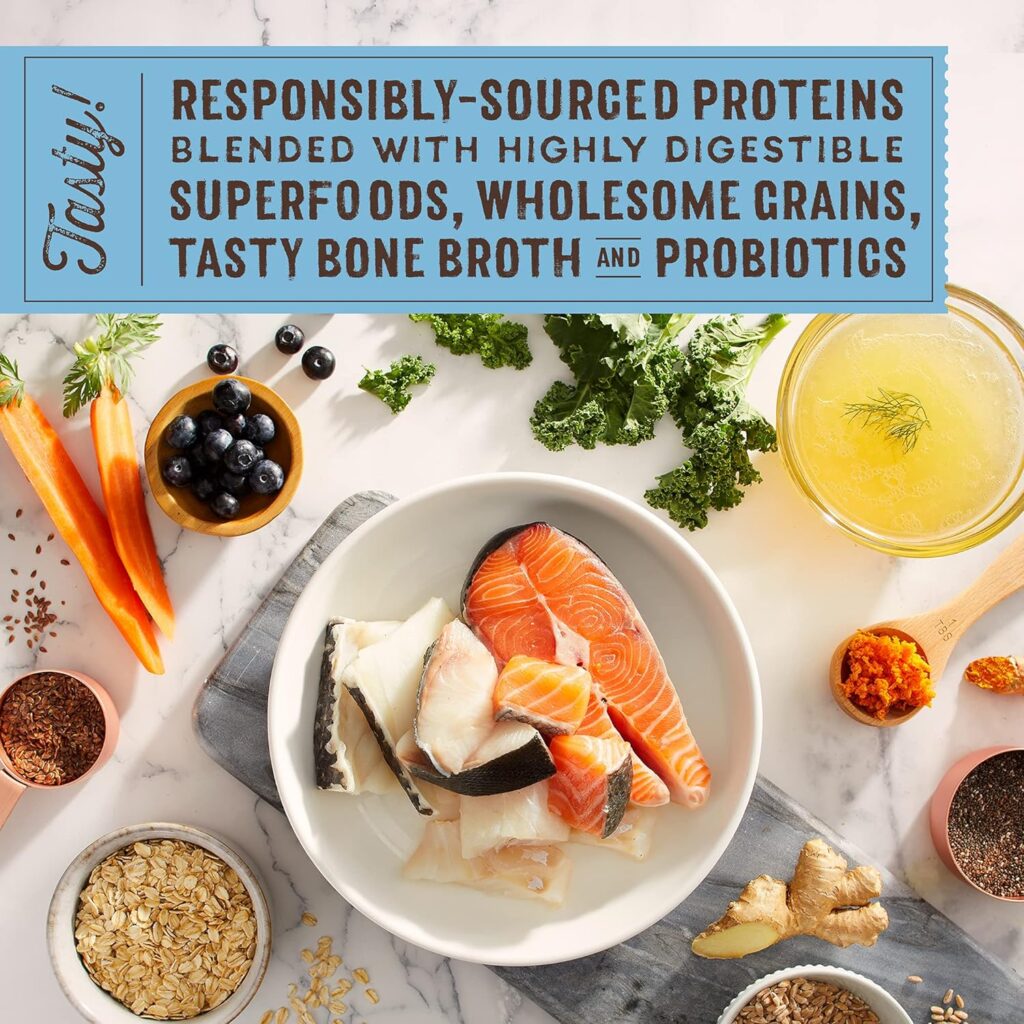 Stella  Chewys SuperBlends Raw Blend Wholesome Grains Wild-Caught Whitefish  Salmon Recipe with Superfoods, 3.25 lb. Bag