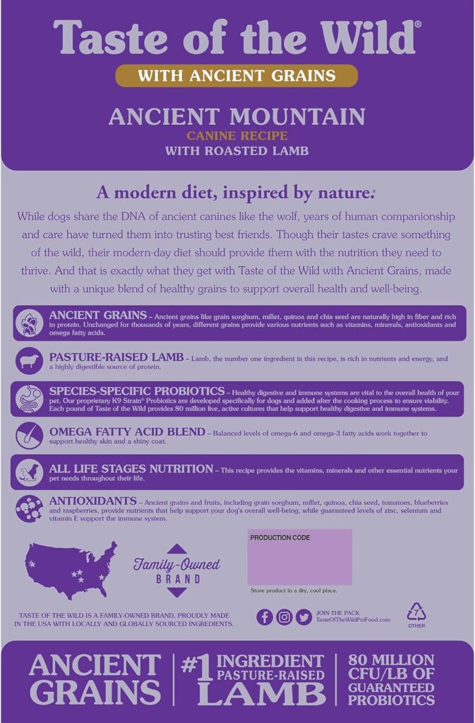 Taste of the Wild High Prairie Canine Grain-Free Recipe with Roasted Bison and Venison Adult Dry Dog Food, Made with High Protein from Real Meat and Guaranteed Nutrients and Probiotics 28lb