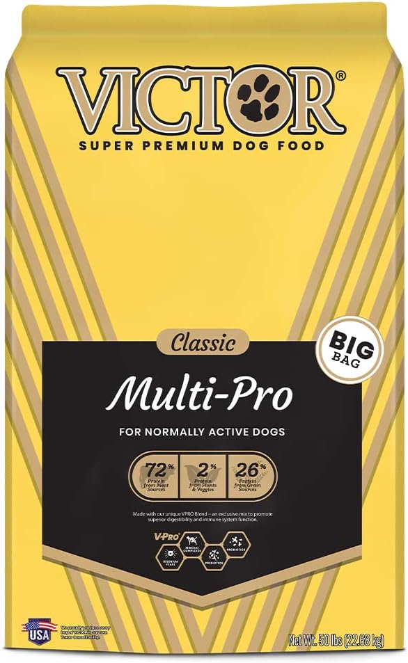 Victor Super Premium Dog Food – Multi-Pro Dry Dog Food – Gluten Free Dog Food with Beef, Chicken and Pork Protein for Normally Active Dogs – All Breeds and All Life Stages, 50 lb Victor Super Premium Dog Food – Multi-Pro Dry Dog Food – Gluten Free Dog Food with Beef, Chicken and Pork Protein for Normally Active Dogs – All Breeds and All Life Stages, 50 lb