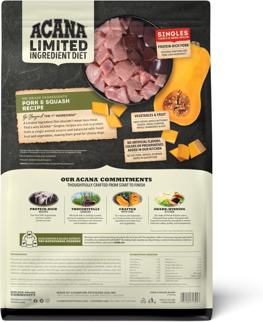ACANA Singles Limited Ingredient Dry Dog Food, Beef Pumpkin Recipe, Grain Free Beef Dry Dog Food, 4.5lb ACANA Singles Limited Ingredient Dry Dog Food, Beef Pumpkin Recipe, Grain Free Beef Dry Dog Food, 4.5lb