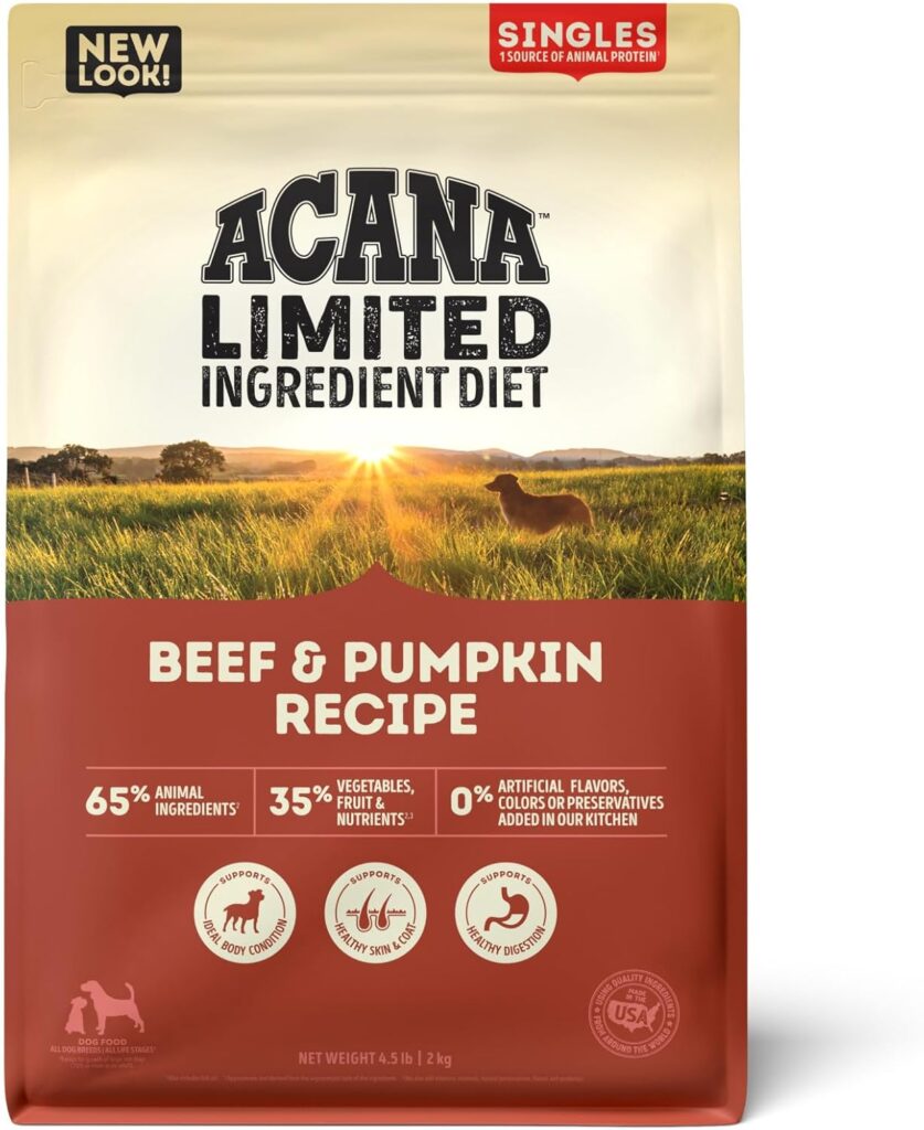 ACANA Singles Limited Ingredient Dry Dog Food, Beef Pumpkin Recipe, Grain Free Beef Dry Dog Food, 4.5lb ACANA Singles Limited Ingredient Dry Dog Food, Beef Pumpkin Recipe, Grain Free Beef Dry Dog Food, 4.5lb