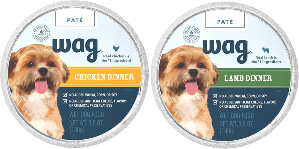 Amazon Brand – Wag Wet Dog Food Cups, Chicken  Beef in Gravy Variety Pack, 3.5oz, 12 pack