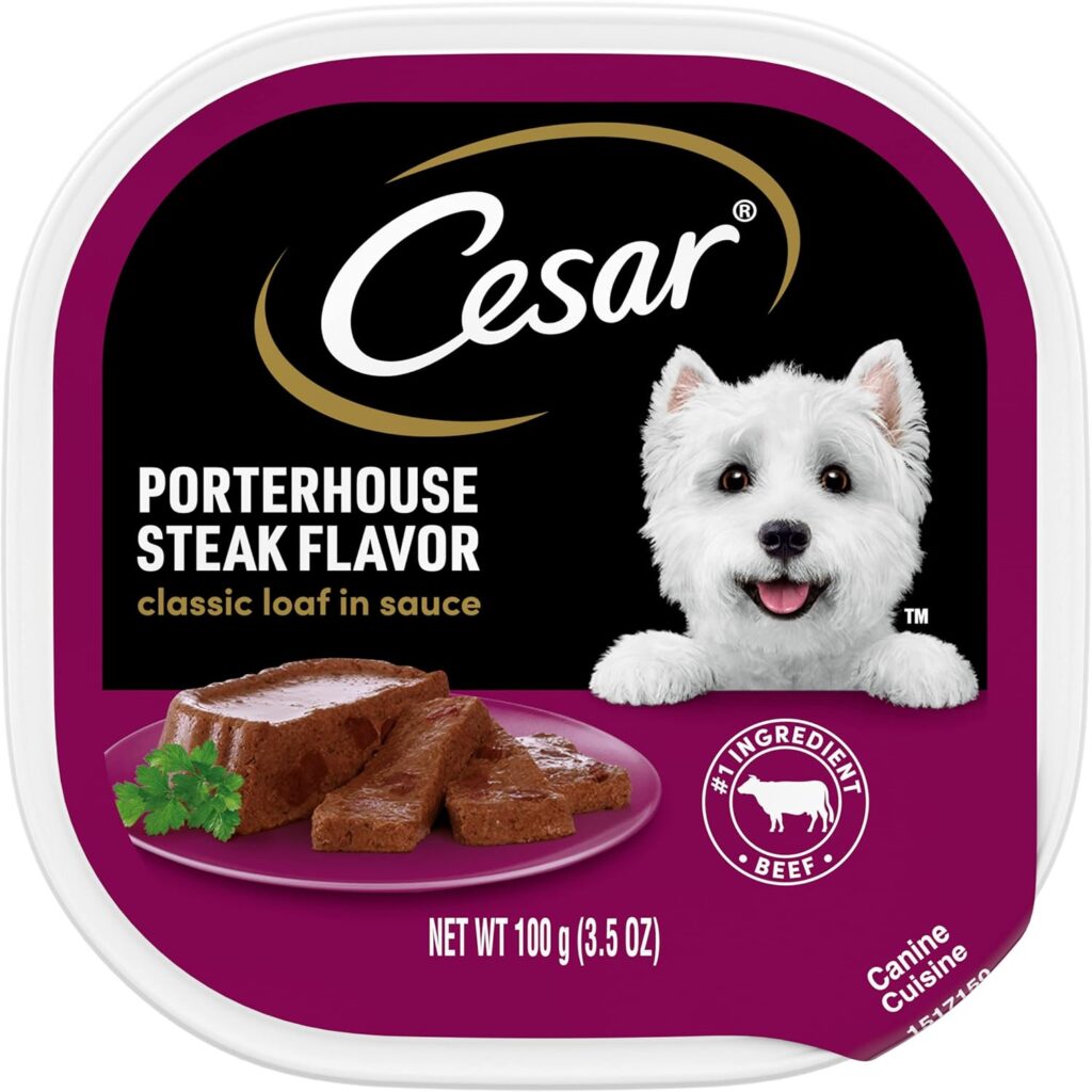 CESAR Wet Dog Food Classic Loaf in Sauce Chicken  Liver Recipe, (24) 3.5 oz. Easy Peel Trays