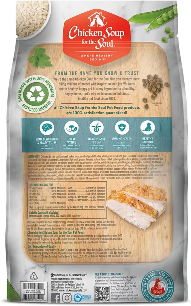 Chicken Soup for the Soul Pet Food Classic Dry Puppy Food, Chicken, Turkey Brown Rice Recipe, 13.5 Pound Bag | Soy Free, Corn Free, Wheat Free, Dry Dog Food Made with Real Ingredients (Pack of 2) Chicken Soup for the Soul Pet Food Classic Dry Puppy Food, Chicken, Turkey Brown Rice Recipe, 13.5 Pound Bag | Soy Free, Corn Free, Wheat Free, Dry Dog Food Made with Real Ingredients (Pack of 2)