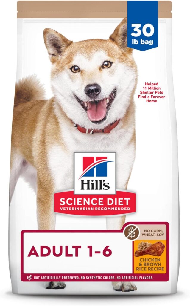Hills Science Diet Adult 1-6, Adult 1-6 Premium Nutrition, Dry Dog Food, No Corn, Wheat, Soy Chicken  Brown Rice, 15 lb Bag