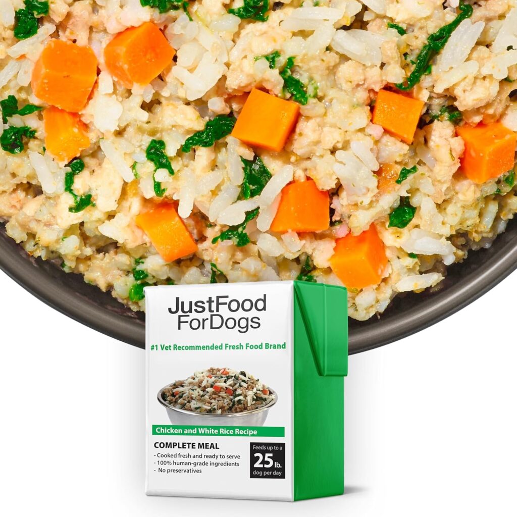 JustFoodForDogs Pantry Fresh Wet Dog Food, Complete Meal or Dog Food Topper, Chicken  White Rice Human Grade Dog Food Recipe - 12.5 oz (Pack of 6)