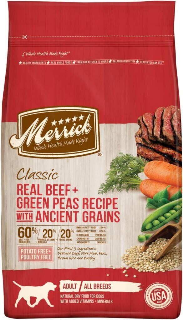 Merrick Healthy Grains Premium Adult Dry Dog Food, Wholesome And Natural Kibble With Beef And Brown Rice - 25.0 lb. Bag Merrick Healthy Grains Premium Adult Dry Dog Food, Wholesome And Natural Kibble With Beef And Brown Rice - 25.0 lb. Bag