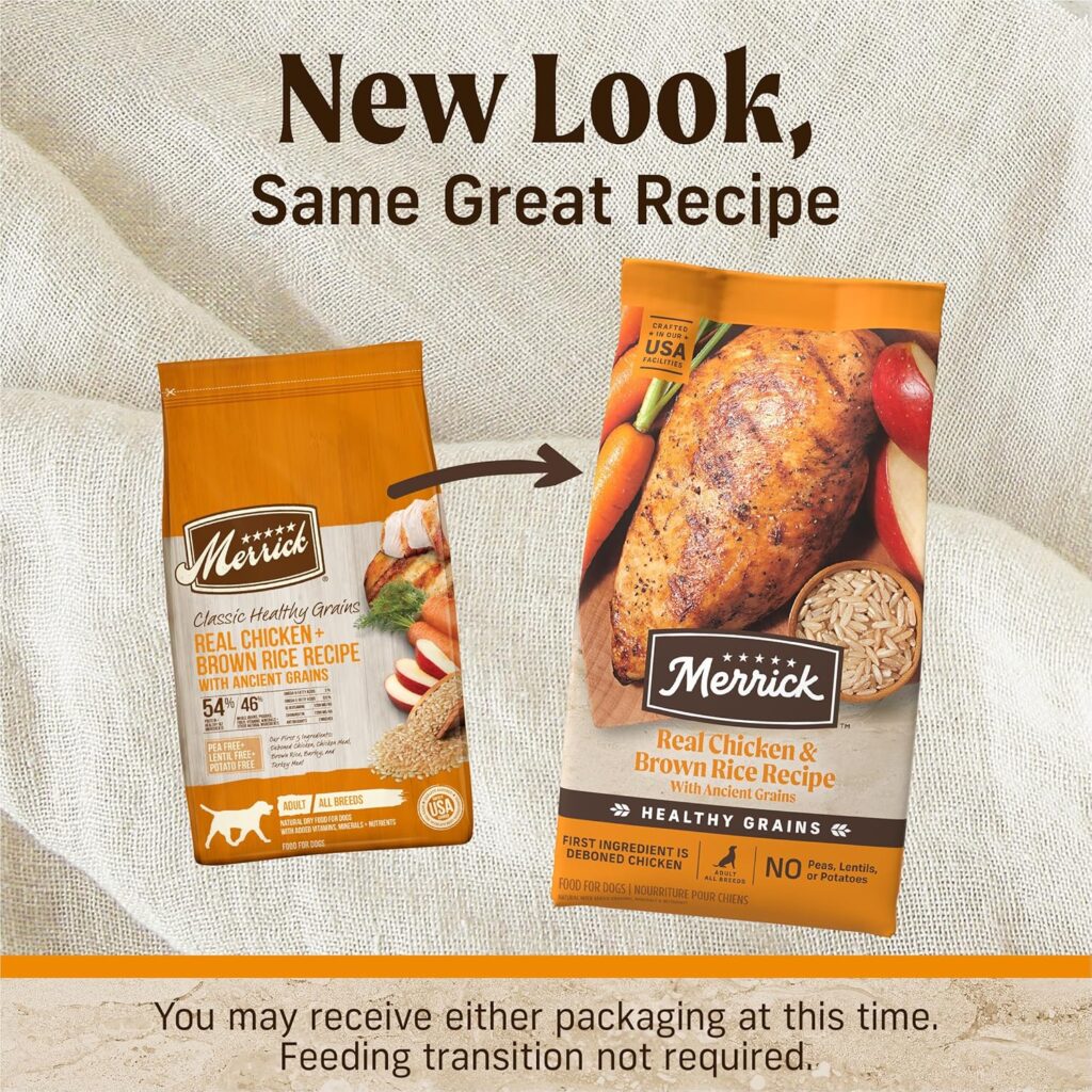 Merrick Healthy Grains Premium Adult Dry Dog Food, Wholesome And Natural Kibble With Chicken And Brown Rice - 4.0 lb. Bag Merrick Healthy Grains Premium Adult Dry Dog Food, Wholesome And Natural Kibble With Chicken And Brown Rice - 4.0 lb. Bag