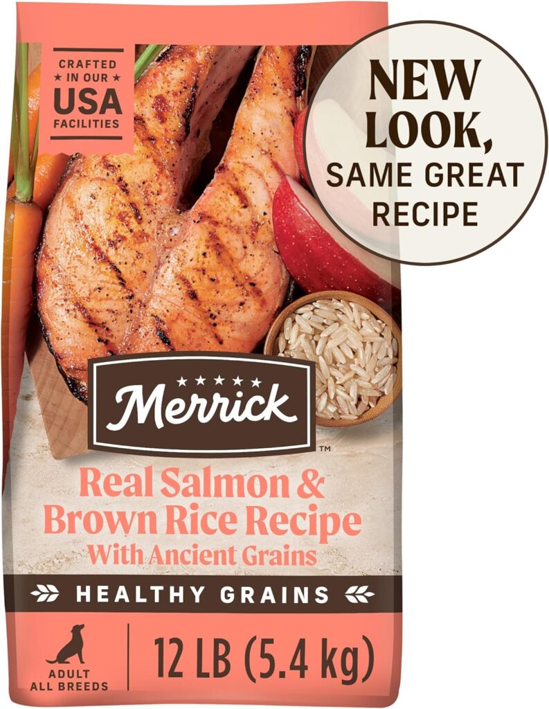 Merrick Healthy Grains Premium Adult Dry Dog Food, Wholesome And Natural Kibble With Salmon And Brown Rice - 12.0 lb. Bag