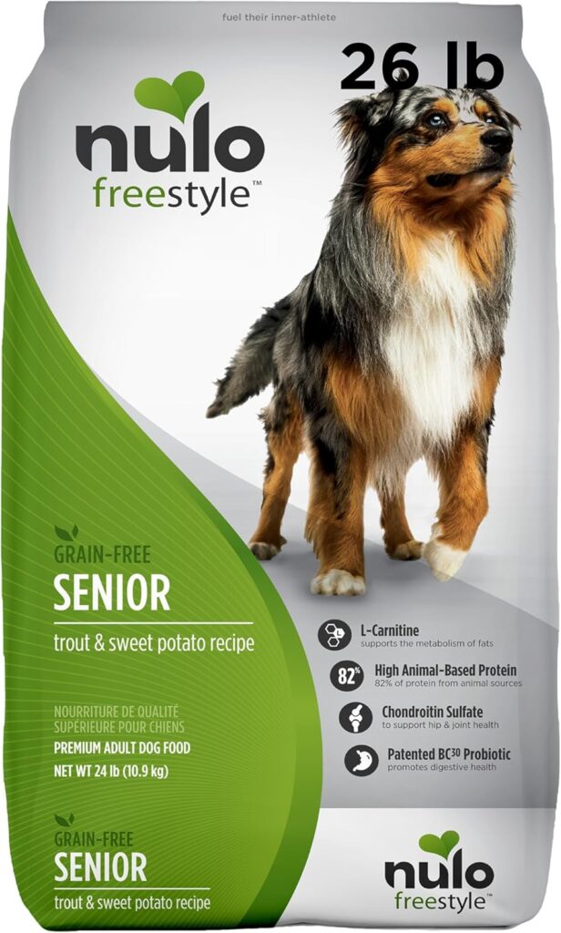 Nulo Freestyle All Breed Senior Dry Dog Food, Premium Grain-Free Dog Kibble with Healthy Digestive Aid BC30 Probiotic and Chondroitin Sulfate for Hip Joint Support 26 Pound (Pack of 1) Nulo Freestyle All Breed Senior Dry Dog Food, Premium Grain-Free Dog Kibble with Healthy Digestive Aid BC30 Probiotic and Chondroitin Sulfate for Hip Joint Support 26 Pound (Pack of 1)