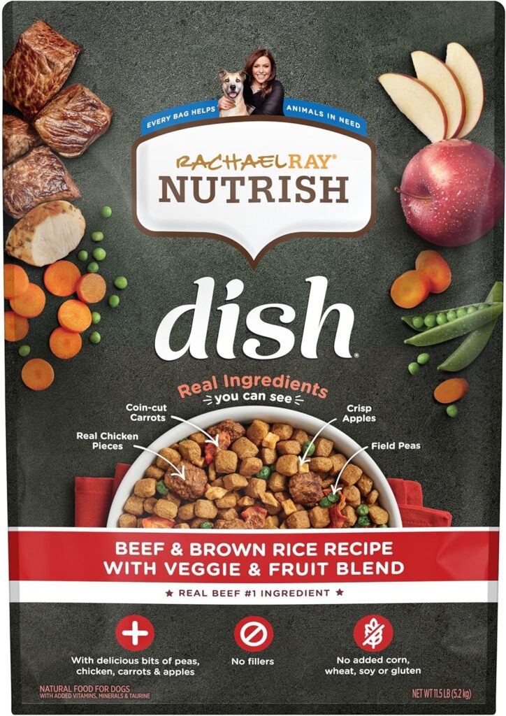 Nutrish Rachael Ray Dish Premium Natural Dry Dog Food, Beef Brown Rice Recipe with Veggies, Fruit Chicken, 11.5 Pound Bag Nutrish Rachael Ray Dish Premium Natural Dry Dog Food, Beef Brown Rice Recipe with Veggies, Fruit Chicken, 11.5 Pound Bag