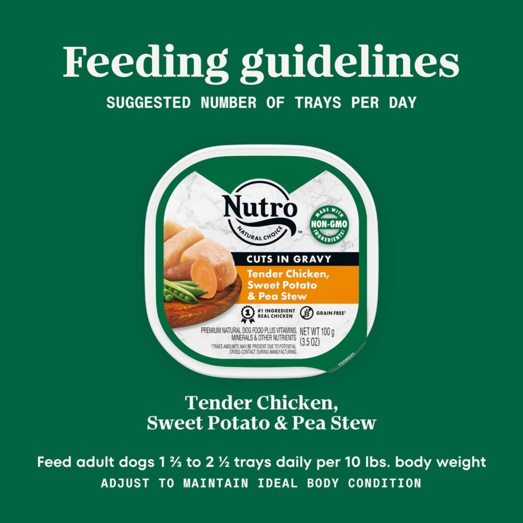 NUTRO Adult Natural Grain Free Wet Dog Food Cuts in Gravy Tender Chicken, Sweet Potato Pea Stew, 3.5 oz. Trays (Pack of 24) NUTRO Adult Natural Grain Free Wet Dog Food Cuts in Gravy Tender Chicken, Sweet Potato Pea Stew, 3.5 oz. Trays (Pack of 24)