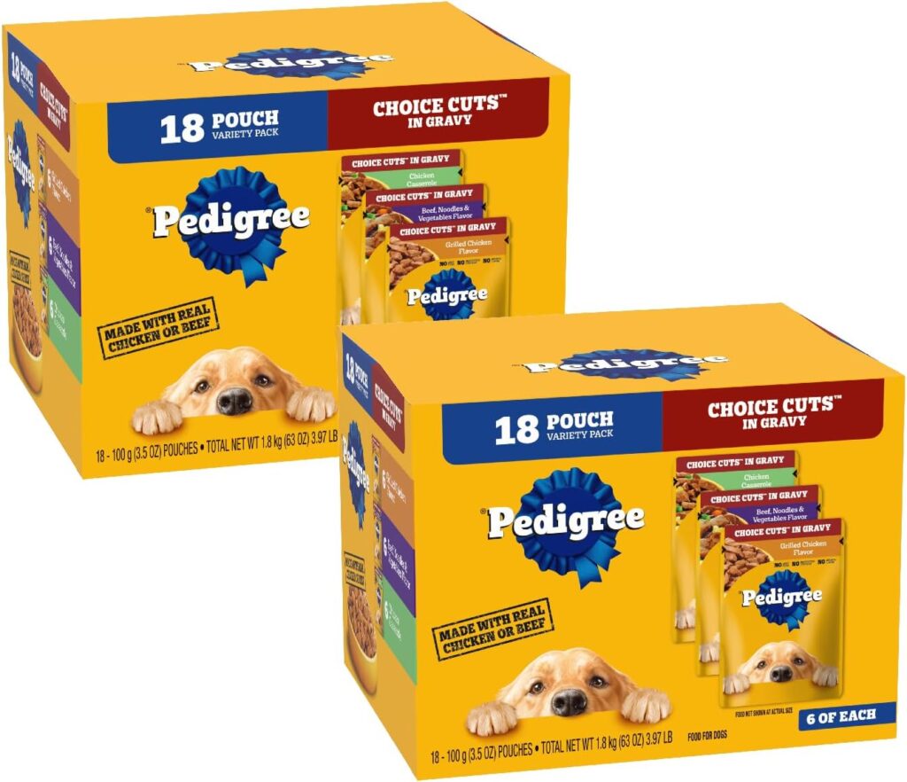Pedigree Choice Cuts In Gravy Dog Food 18-Count Chicken Casserole Variety Pack, 3.5 oz Pouches (Pack of 2) Pedigree Choice Cuts In Gravy Dog Food 18-Count Chicken Casserole Variety Pack, 3.5 oz Pouches (Pack of 2)