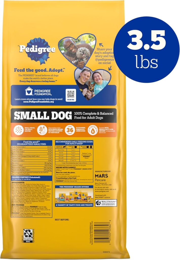 Pedigree Complete Nutrition Adult Small Dog Dry Dog Food, Roasted Chicken, Rice Vegetable Flavor, 3.5 lb. Bag Pedigree Complete Nutrition Adult Small Dog Dry Dog Food, Roasted Chicken, Rice Vegetable Flavor, 3.5 lb. Bag