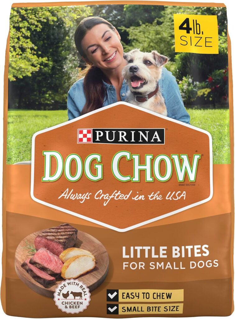 Purina Dog Chow Little Bites for Small Breed Dog Food Dry Recipe, With Real Chicken and Beef - (Pack of 4) 4 lb. Bags