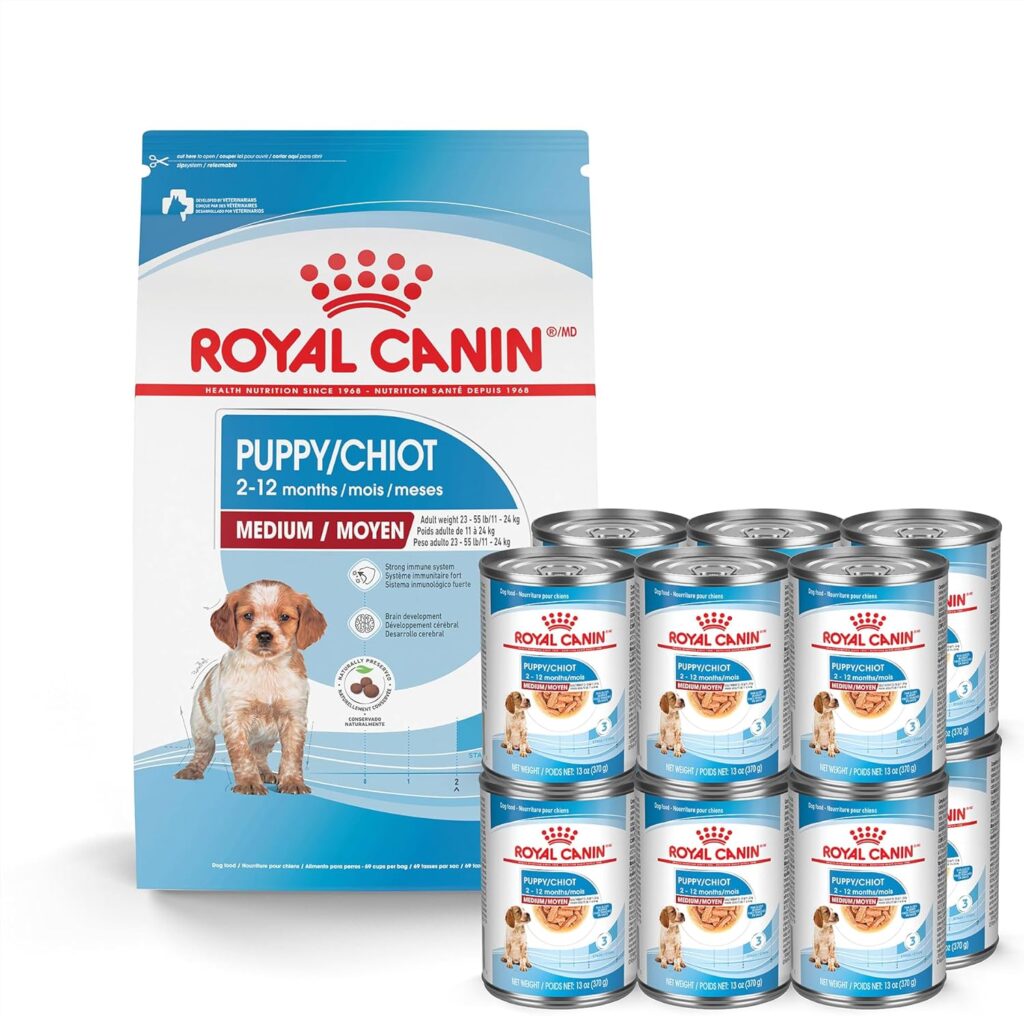 Royal Canin Size Health Nutrition Medium Puppy Dry Dog Food, 6 lb Bag Size Health Nutrition Medium Puppy Thin Slices in Gravy Wet Dog Food, 13 oz can (12-Count) Royal Canin Size Health Nutrition Medium Puppy Dry Dog Food, 6 lb Bag Size Health Nutrition Medium Puppy Thin Slices in Gravy Wet Dog Food, 13 oz can (12-Count)