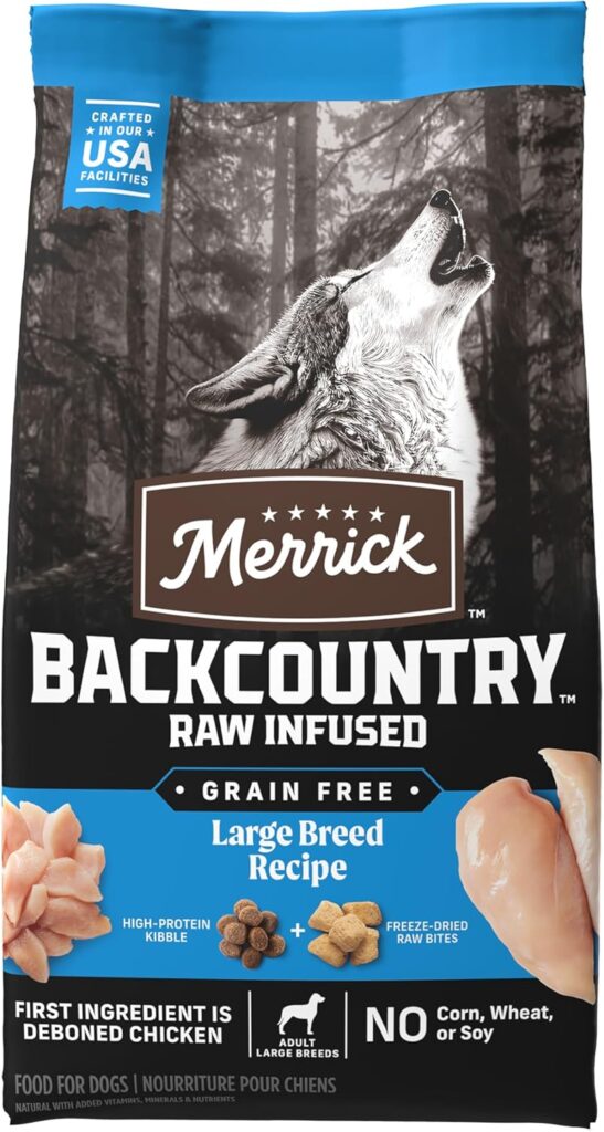 Merrick Backcountry Grain Free Dry Adult Dog Food, Kibble With Freeze Dried Raw Pieces, Large Breed Recipe - 20.0 lb. Bag Merrick Backcountry Grain Free Dry Adult Dog Food, Kibble With Freeze Dried Raw Pieces, Large Breed Recipe - 20.0 lb. Bag