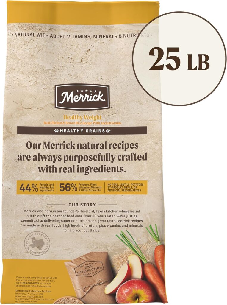 Merrick Healthy Grains Premium Adult Dry Dog Food, Wholesome and Natural Kibble, Healthy Weight Recipe - 25.0 lb. Bag