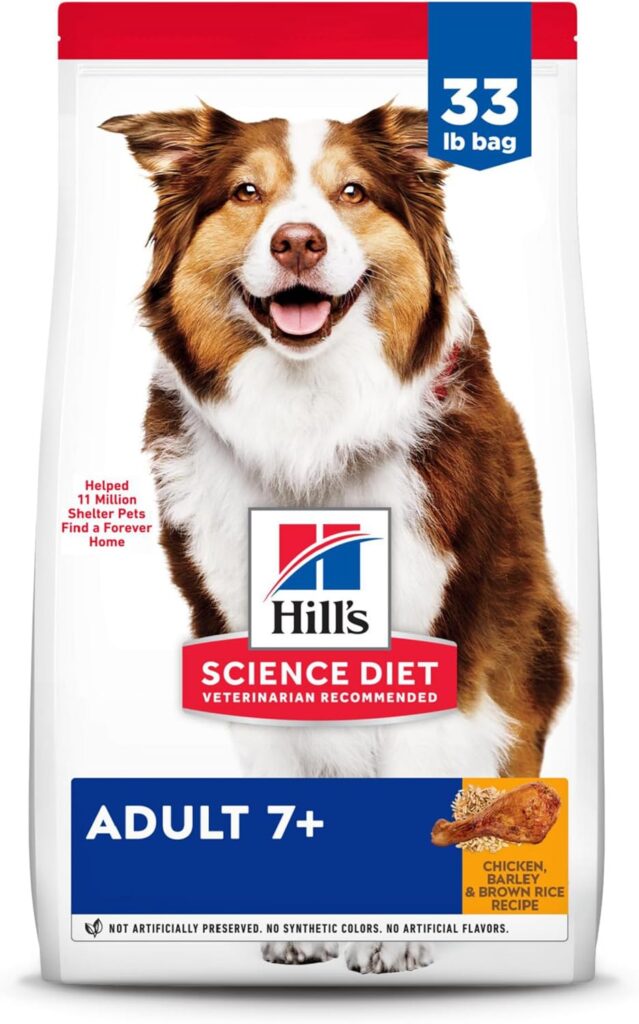 Hills Science Diet Adult 7+, Senior Adult 7+ Premium Nutrition, Dry Dog Food, Chicken, Brown Rice, Barley, 33 lb Bag
