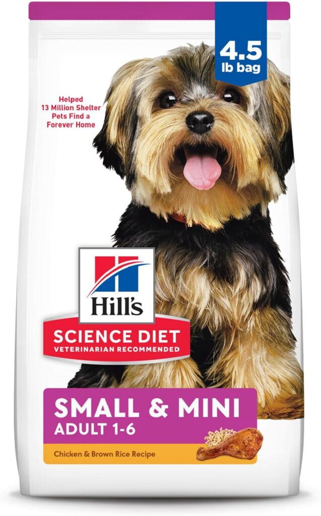 Hills Science Diet Small Mini, Adult 1-6, Small Mini Breeds Premium Nutrition, Dry Dog Food, Chicken Brown Rice, 4.5 lb Bag Hills Science Diet Small Mini, Adult 1-6, Small Mini Breeds Premium Nutrition, Dry Dog Food, Chicken Brown Rice, 4.5 lb Bag