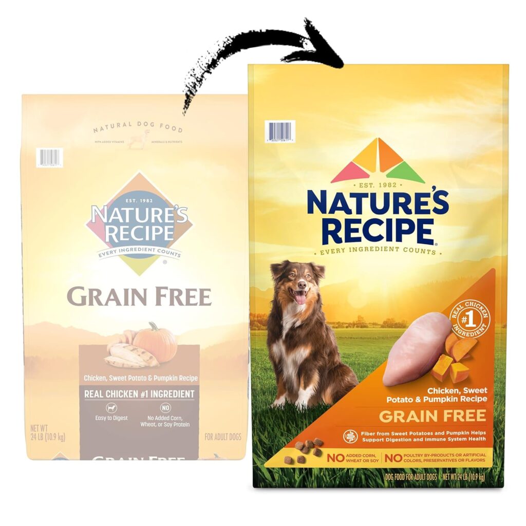 Nature’s Recipe Grain Free Chicken, Sweet Potato Pumpkin Recipe Dry Dog Food, 24 lb. Bag Nature’s Recipe Grain Free Chicken, Sweet Potato Pumpkin Recipe Dry Dog Food, 24 lb. Bag