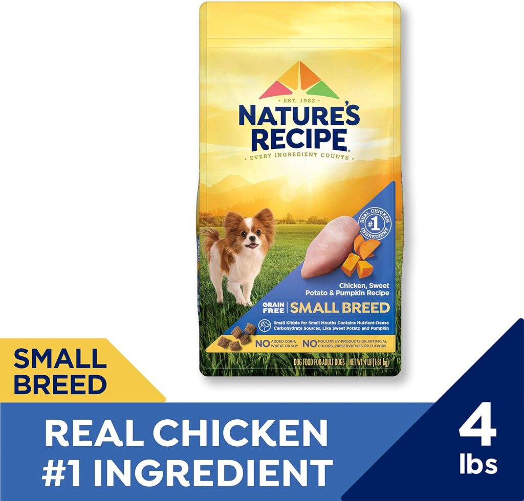 Nature′s Recipe Grain Free Small Breed Chicken, Sweet Potato  Pumpkin Recipe Dry Dog Food, 4 lb. Bag