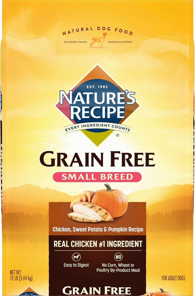Nature′s Recipe Grain Free Small Breed Chicken, Sweet Potato  Pumpkin Recipe Dry Dog Food, 4 lb. Bag