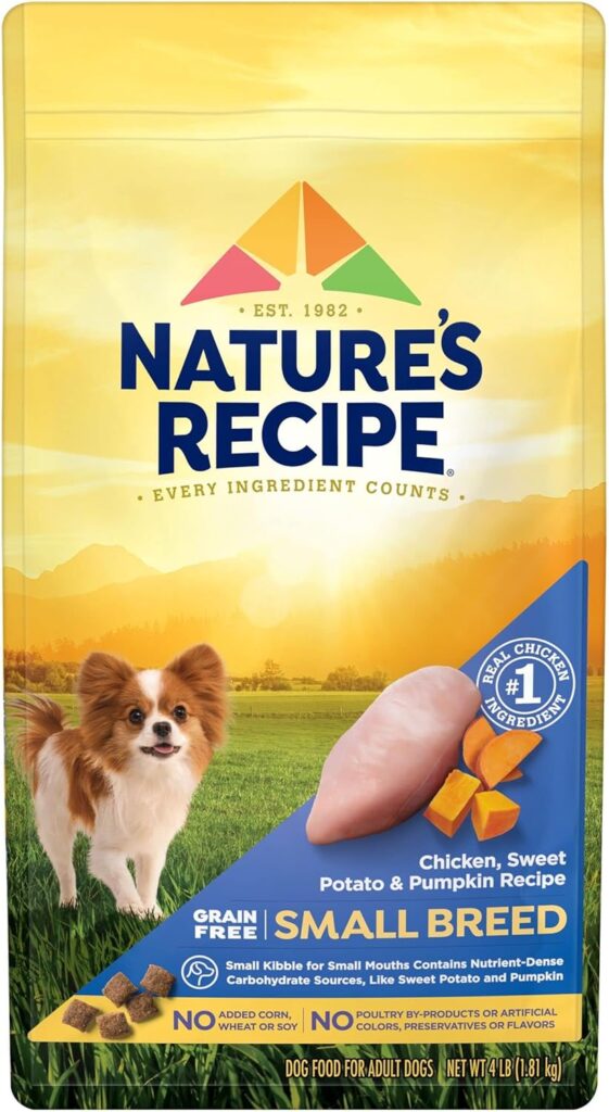 Nature′s Recipe Grain Free Small Breed Chicken, Sweet Potato  Pumpkin Recipe Dry Dog Food, 4 lb. Bag