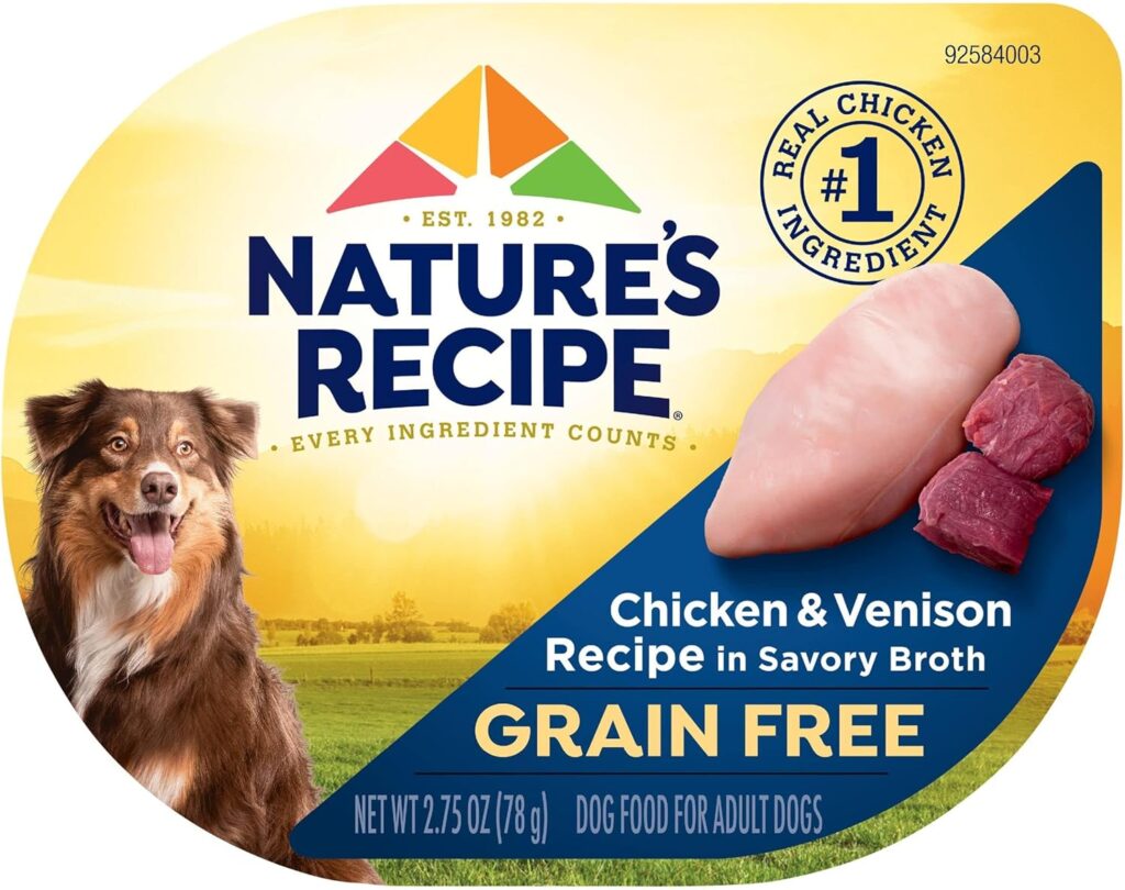 Nature’s Recipe Grain Free Wet Dog Food, Chicken  Venison Recipe, 2.75 Ounce Cup (Pack of 12)