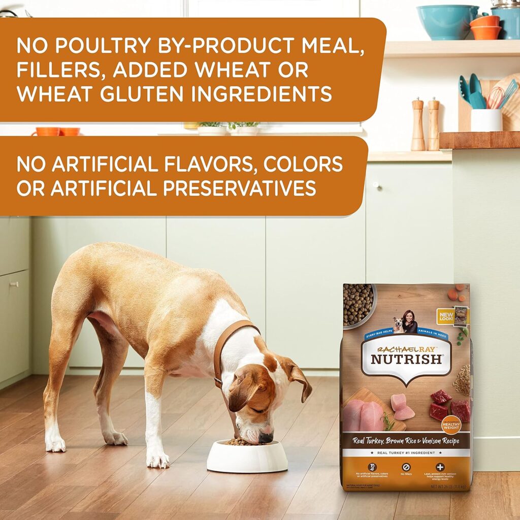 Rachael Ray Nutrish Dry Dog Food, Turkey, Brown Rice  Venison Recipe for Weight Management, 26 Pounds