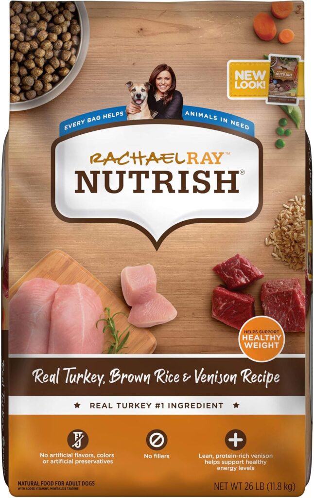 Rachael Ray Nutrish Dry Dog Food, Turkey, Brown Rice  Venison Recipe for Weight Management, 26 Pounds