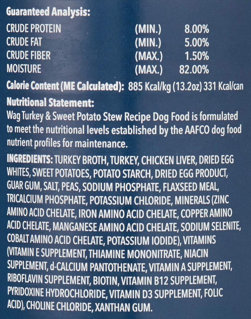 Amazon Brand - Wag Stew Canned Dog Food, Turkey  Sweet Potato Recipe, 13.2 oz Can (Pack of 12)