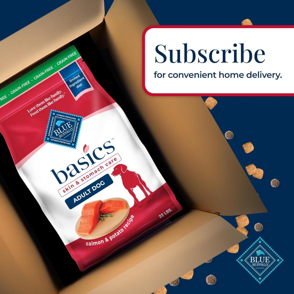 Blue Buffalo Basics Grain-Free Dry Dog Food for Adult Dogs, Limited Ingredient Diet, Salmon Recipe, 22-lb. Bag Blue Buffalo Basics Grain-Free Dry Dog Food for Adult Dogs, Limited Ingredient Diet, Salmon Recipe, 22-lb. Bag