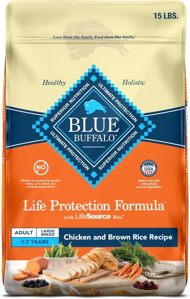 Blue Buffalo Life Protection Formula Large Breed Adult Dry Dog Food, Promotes Joint Health and Lean Muscles, Made with Natural Ingredients, Chicken Brown Rice Recipe, 15-lb. Bag Blue Buffalo Life Protection Formula Large Breed Adult Dry Dog Food, Promotes Joint Health and Lean Muscles, Made with Natural Ingredients, Chicken Brown Rice Recipe, 15-lb. Bag