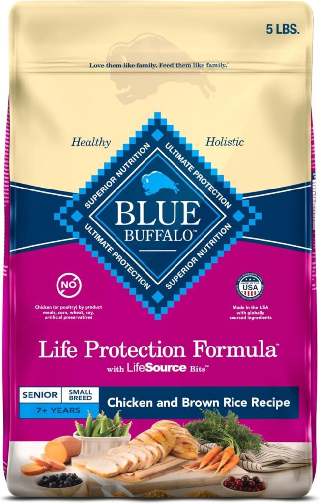 Blue Buffalo Life Protection Formula Small Breed Senior Dry Dog Food, Supports Joint Health and Immunity, Made with Natural Ingredients, Chicken Brown Rice Recipe, 5-lb Bag Blue Buffalo Life Protection Formula Small Breed Senior Dry Dog Food, Supports Joint Health and Immunity, Made with Natural Ingredients, Chicken Brown Rice Recipe, 5-lb Bag