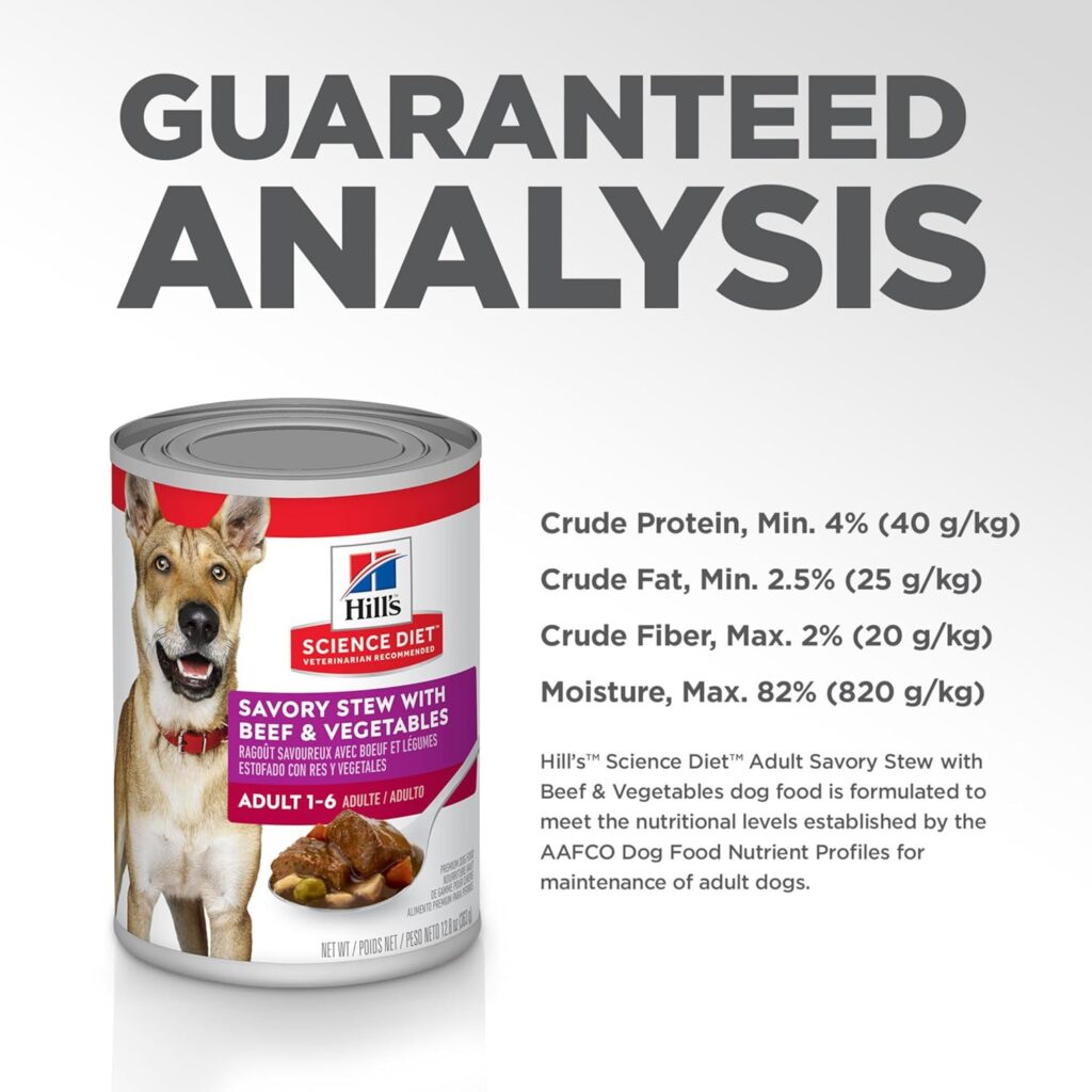 Hills Science Diet Adult 1-6, Adult 1-6 Premium Nutrition, Wet Dog Food, Beef Vegetables Stew, 12.8 oz Can, Case of 12 Hills Science Diet Adult 1-6, Adult 1-6 Premium Nutrition, Wet Dog Food, Beef Vegetables Stew, 12.8 oz Can, Case of 12