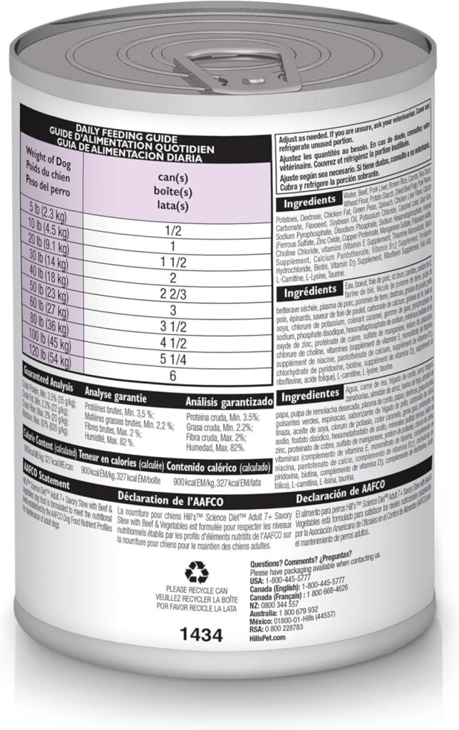 Hills Science Diet Adult 7+, Senior Adult 7+ Premium Nutrition, Wet Dog Food, Beef Vegetables Stew, 12.8 oz Can, Case of 12 Hills Science Diet Adult 7+, Senior Adult 7+ Premium Nutrition, Wet Dog Food, Beef Vegetables Stew, 12.8 oz Can, Case of 12