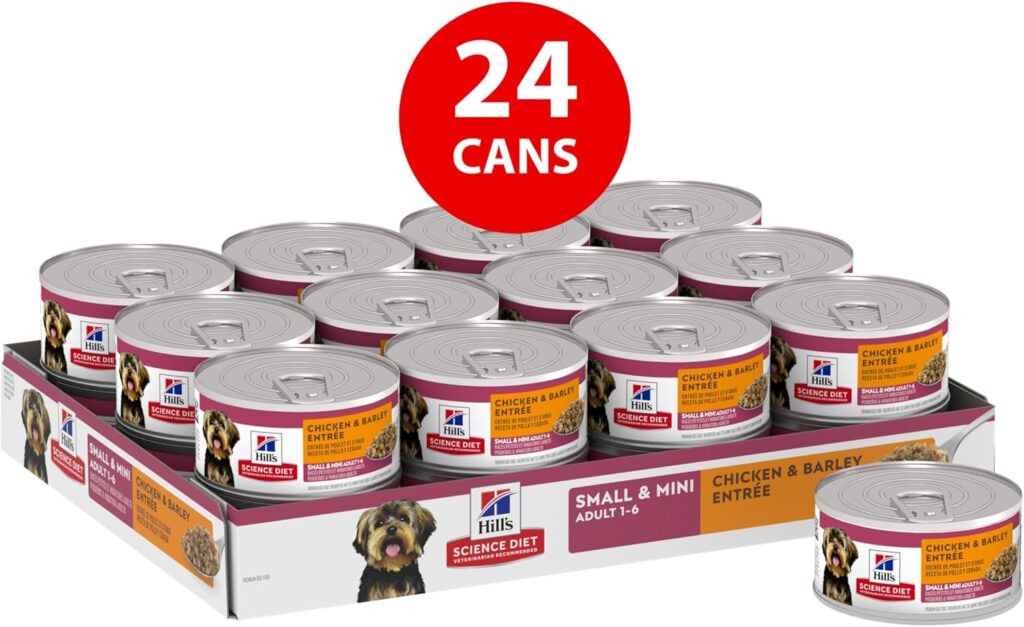 Hills Science Diet Adult Small Paws Chicken Barley Entree Canned Dog Food, 5.8 oz., Case of 24 Hills Science Diet Adult Small Paws Chicken Barley Entree Canned Dog Food, 5.8 oz., Case of 24