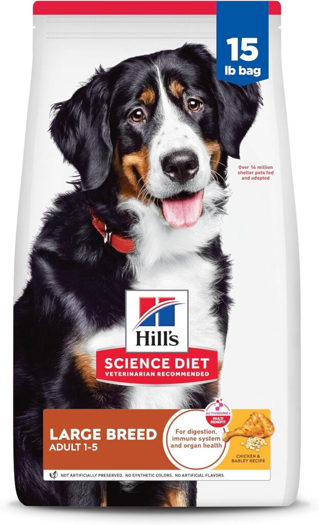 Hills Science Diet Large Breed, Adult 1-5, Large Breed Premium Nutrition, Dry Dog Food, Chicken Barley, 15 lb Bag Hills Science Diet Large Breed, Adult 1-5, Large Breed Premium Nutrition, Dry Dog Food, Chicken Barley, 15 lb Bag
