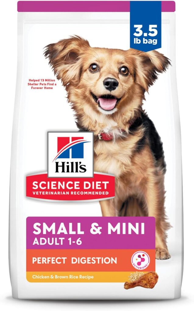Hills Science Diet Perfect Digestion, Adult 1-6, Small Mini Breeds Digestive Support, Dry Dog Food, Chicken Brown Rice, 3.5 lb Bag Hills Science Diet Perfect Digestion, Adult 1-6, Small Mini Breeds Digestive Support, Dry Dog Food, Chicken Brown Rice, 3.5 lb Bag