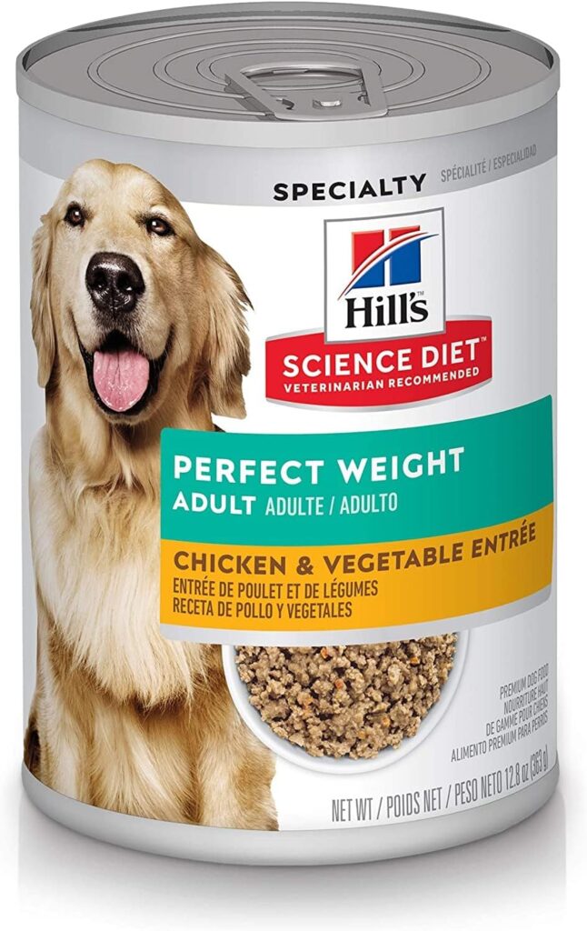 Hills Science Diet Perfect Weight, Adult 1-6, Weight Management Support, Wet Dog Food, Chicken  Vegetables Stew, 12.5 oz Can, Case of 12