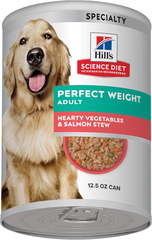 Hills Science Diet Perfect Weight, Adult 1-6, Weight Management Support, Wet Dog Food, Chicken  Vegetables Stew, 12.5 oz Can, Case of 12
