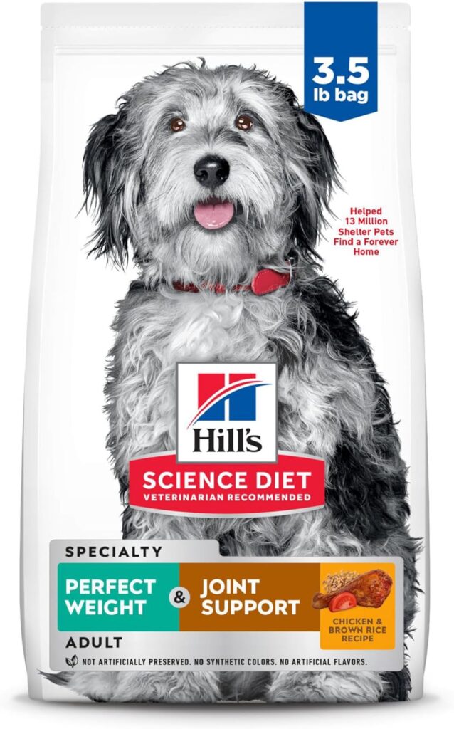 Hills Science Diet Perfect Weight Joint Support, Adult 1-6, Weight Management Joint Support, Dry Dog Food, Chicken Brown Rice, 3.5 lb Bag Hills Science Diet Perfect Weight Joint Support, Adult 1-6, Weight Management Joint Support, Dry Dog Food, Chicken Brown Rice, 3.5 lb Bag