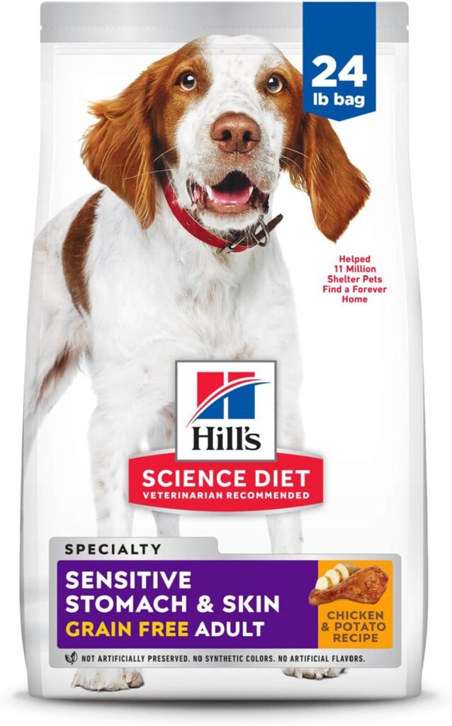 Hills Science Diet Sensitive Stomach  Skin, Adult 1-6, Stomach  Skin Sensitivity Support, Dry Dog Food, Grain Free Chicken  Potato, 24 lb Bag