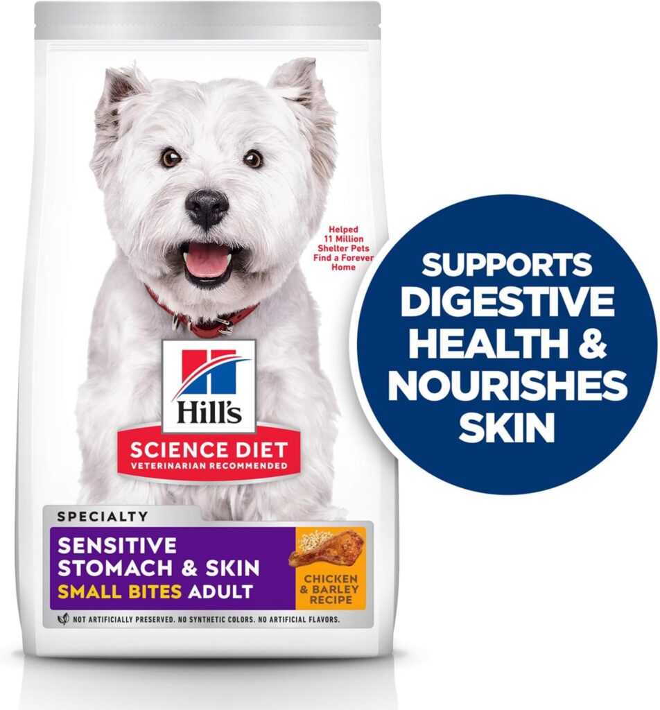 Hills Science Diet Sensitive Stomach  Skin, Adult 1-6, Stomach  Skin Sensitivity Support, Small Kibble, Dry Dog Food, Chicken Recipe, 30 lb Bag