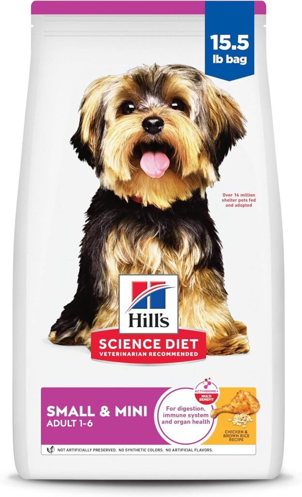 Hills Science Diet Small Mini, Adult 1-6, Small Mini Breeds Premium Nutrition, Dry Dog Food, Chicken Brown Rice, 15.5 lb Bag Hills Science Diet Small Mini, Adult 1-6, Small Mini Breeds Premium Nutrition, Dry Dog Food, Chicken Brown Rice, 15.5 lb Bag