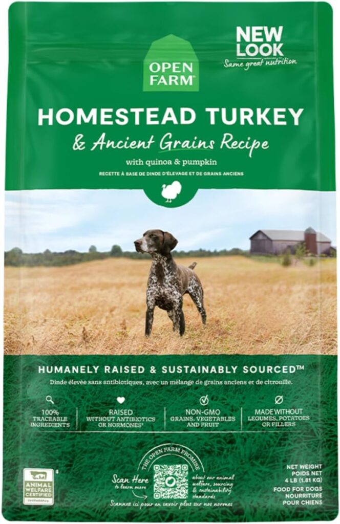 Open Farm, Ancient Grains Dry Dog Food, Protein-Rich Nutrient Dense, 90% Animal Protein Mixed with Non-GMO Fruits, Veggies and Superfoods, Wild Caugh Salmon Recipe, 4lb Bag Open Farm, Ancient Grains Dry Dog Food, Protein-Rich Nutrient Dense, 90% Animal Protein Mixed with Non-GMO Fruits, Veggies and Superfoods, Wild Caugh Salmon Recipe, 4lb Bag