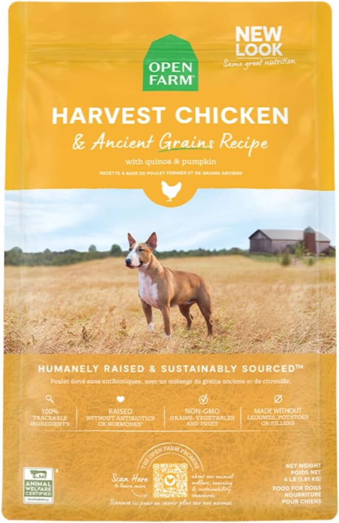 Open Farm, Ancient Grains Dry Dog Food, Protein-Rich Nutrient Dense, 90% Animal Protein Mixed with Non-GMO Fruits, Veggies and Superfoods, Wild Caugh Salmon Recipe, 4lb Bag Open Farm, Ancient Grains Dry Dog Food, Protein-Rich Nutrient Dense, 90% Animal Protein Mixed with Non-GMO Fruits, Veggies and Superfoods, Wild Caugh Salmon Recipe, 4lb Bag